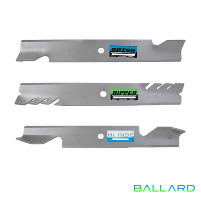 Silver Mower Blades:  16 1/2" Long,  2.5" Wide,  15/16” Center Hole, Thickness- .203"(Three Blades)(TORO)